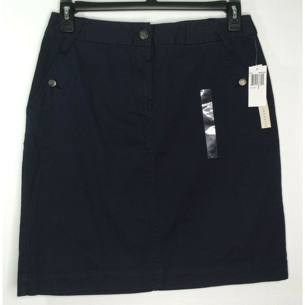 For The Republic Straight Pencil Skirt Blue Size 8 NEW